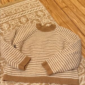 American Eagle Outfitters Brown and Cream Striped Knit Sweater